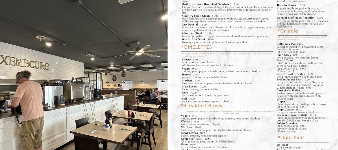 Luxembourg Cafe Menu