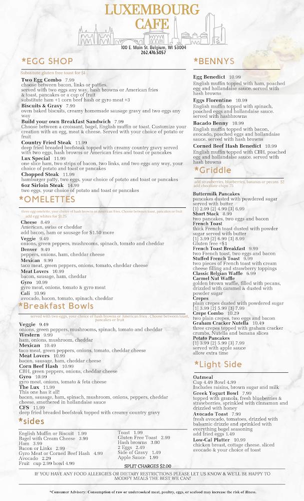 Luxembourg Cafe Menu image 1
